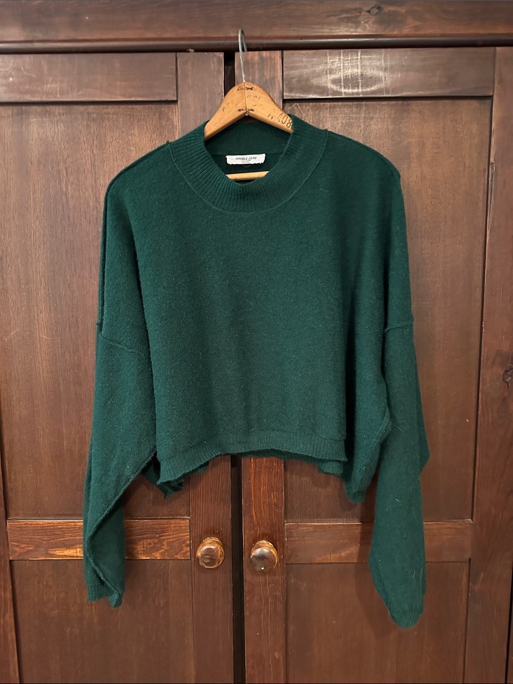 Double Zero Forest Green Cropped Crewneck Sweater